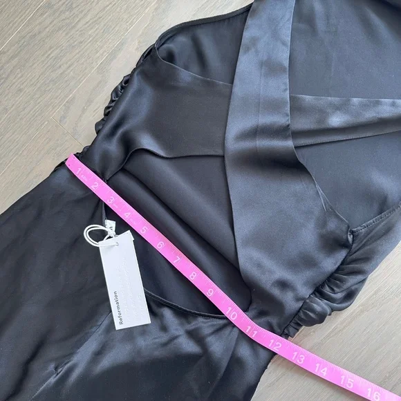 Reformation Casette silk dress black midi open back size 2 - with tags - Picture 8 of 10